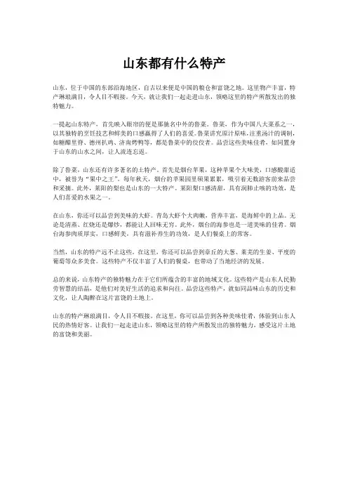 山东都有什么特产