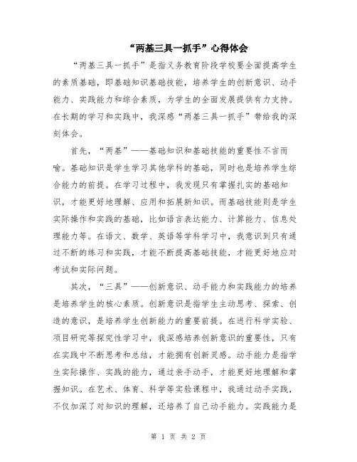 “两基三具一抓手”心得体会