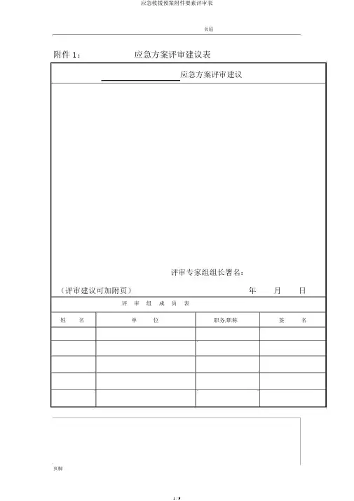 应急救援预案附件要素评审表