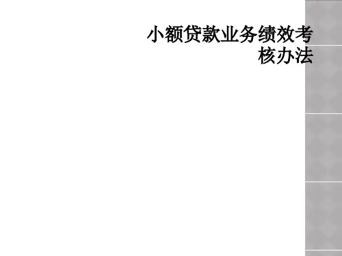 小额贷款业务绩效考核办法