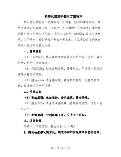 私搭乱建集中整治方案范本