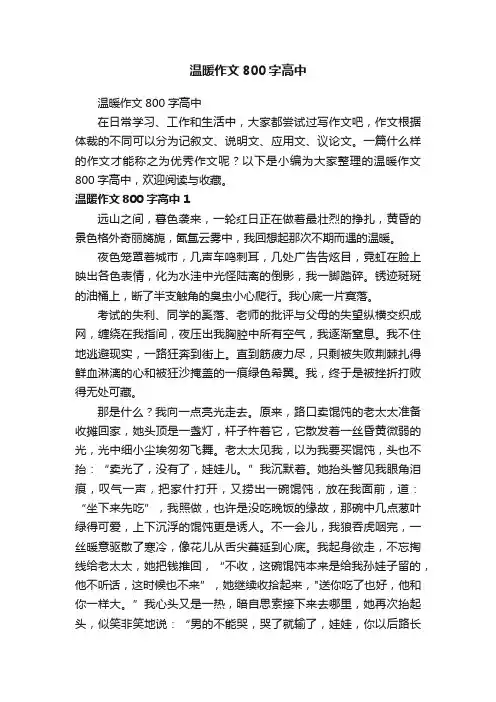 温暖作文800字高中