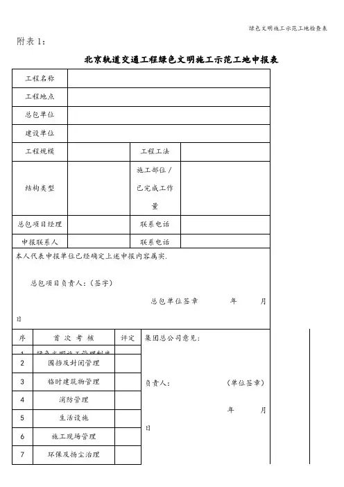 绿色文明施工示范工地检查表