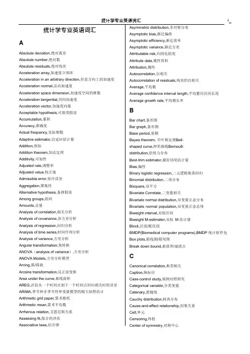 统计学专业英语词汇完整版(可编辑修改word版)