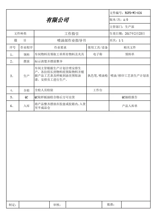 喷油作业指导书