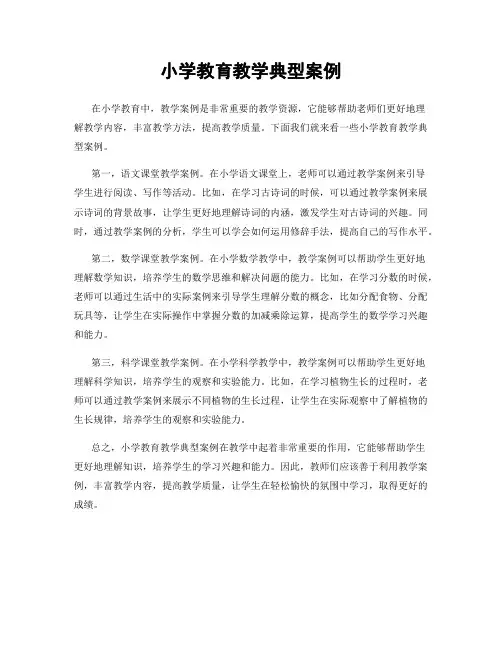 小学教育教学典型案例