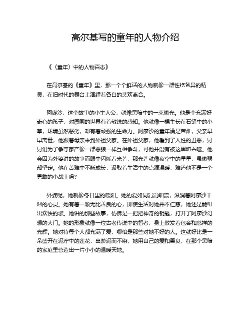 高尔基写的童年的人物介绍