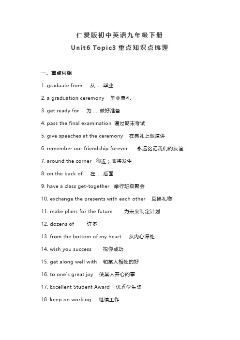 仁爱版初中英语九年级下册unit6 t3知识梳理
