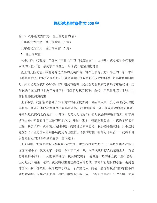 经历就是财富作文500字