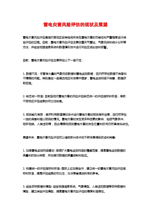 雷电灾害风险评估的现状及展望