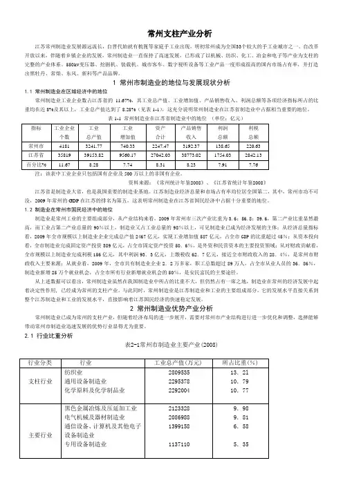 常州主导产业分析