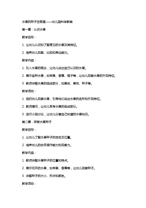 水果的种子在里幼儿园科学教案