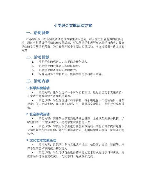 小学综合实践活动方案