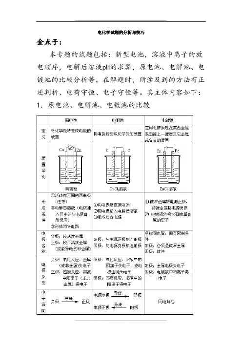 电化学试题的分析与技巧