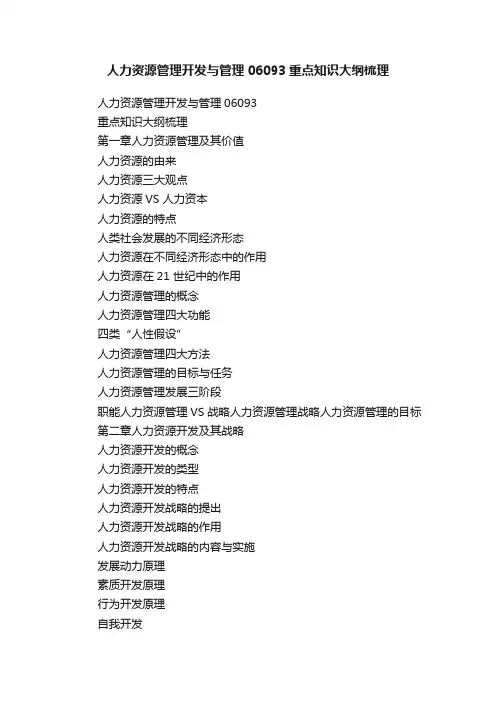 人力资源管理开发与管理06093重点知识大纲梳理