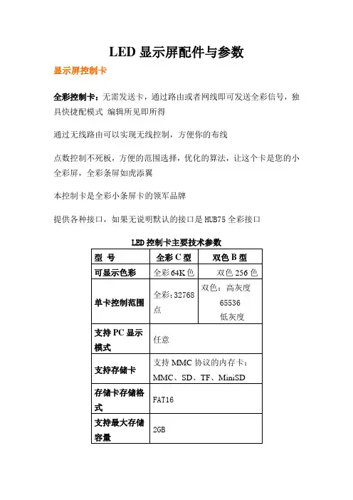 LED显示屏配件与参数