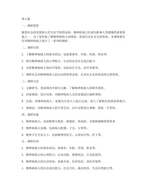 精神病病人调研报告模板(3篇)