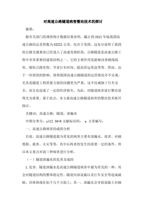 对高速公路隧道病害整治技术