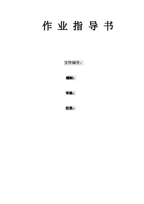水质作业指导书