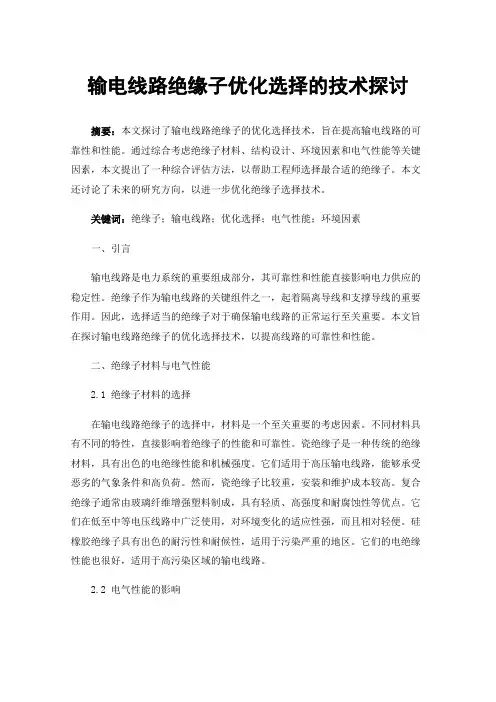 输电线路绝缘子优化选择的技术探讨