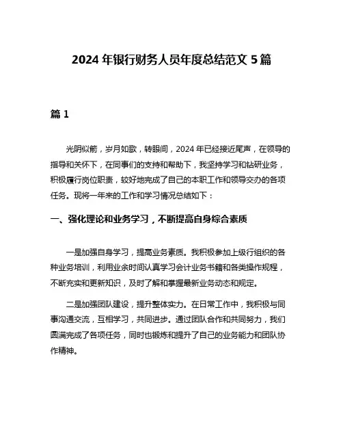 2024年银行财务人员年度总结范文5篇