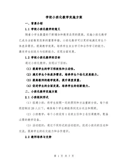 学校小班化教学实施方案（2篇）