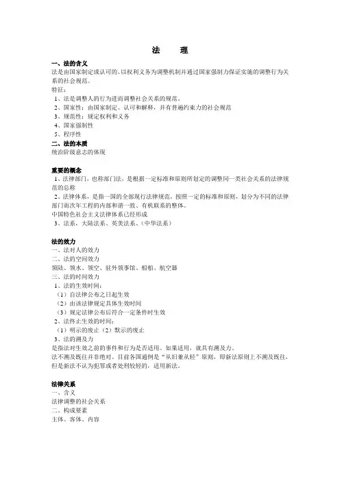 事业单位考试 法律和经济复习重点提纲