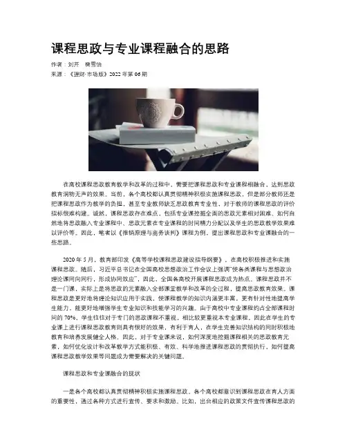 课程思政与专业课程融合的思路
