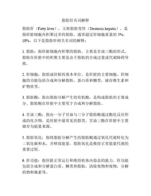 脂肪肝名词解释