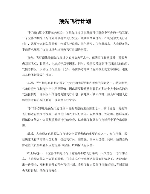 预先飞行计划