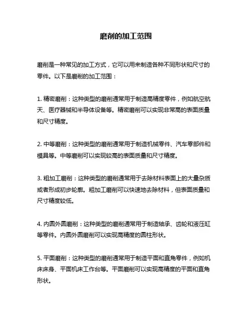 磨削的加工范围