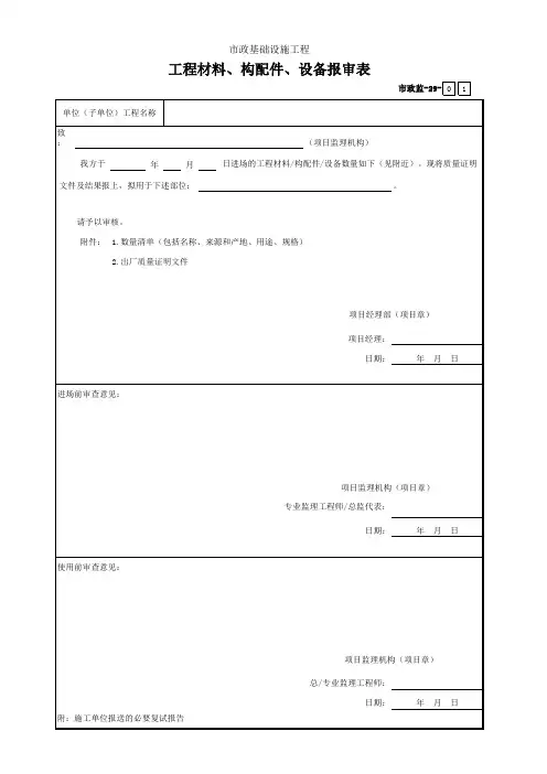 市政监-29 工程材料、构配件、设备报审表