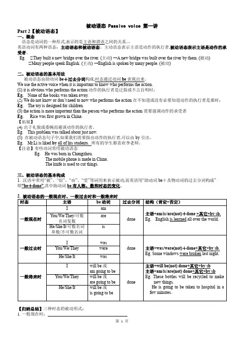 Unit7 语法--被动语态 Passive voice 讲义--牛津译林版英语八年级下册