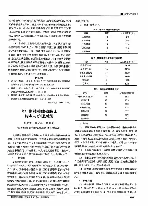 老年期精神障碍临床特点与护理对策