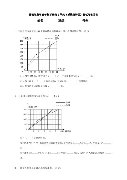 【数学】苏教版数学五年级下册第2单元《折线统计图》测试卷含答案