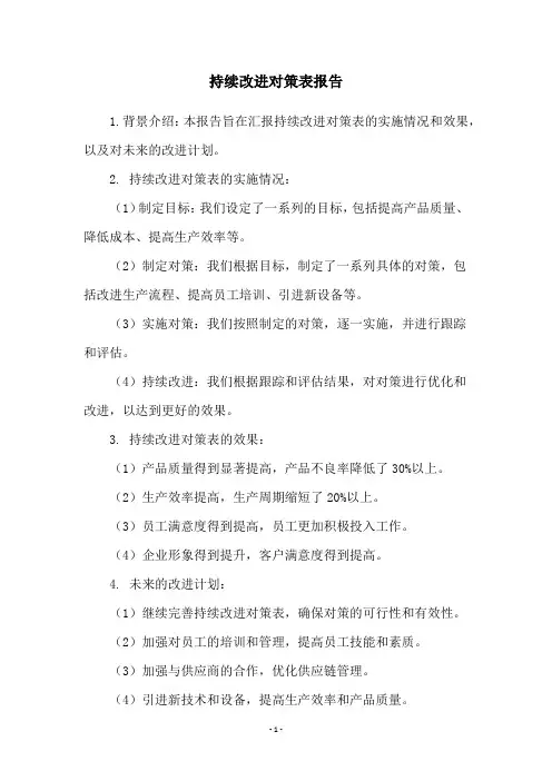 持续改进对策表报告
