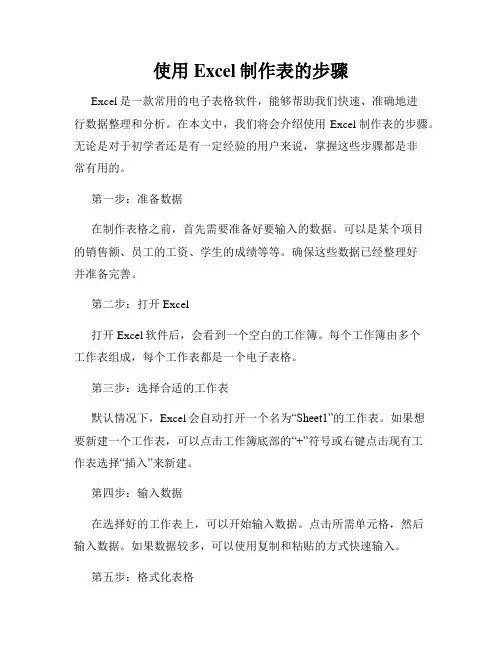 使用Excel制作表的步骤