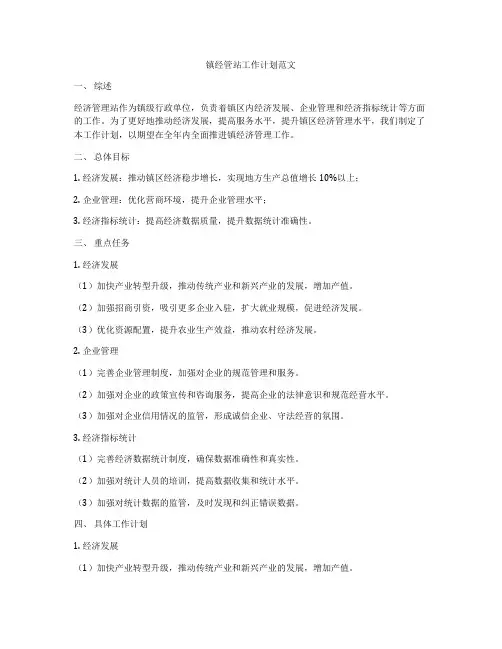 镇经管站工作计划范文