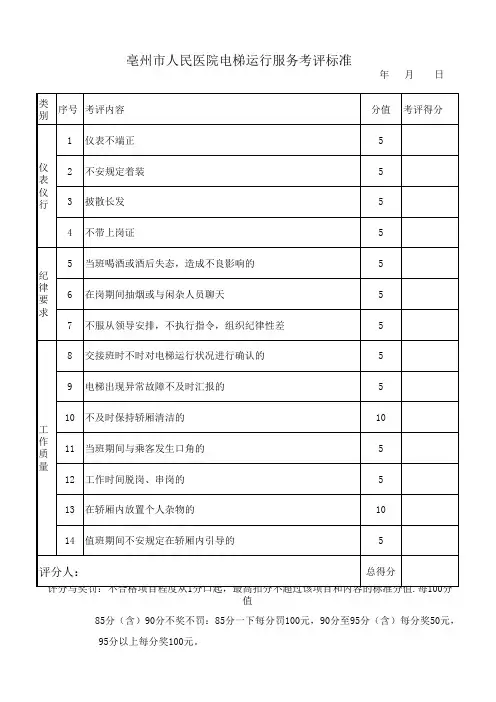 电梯考评