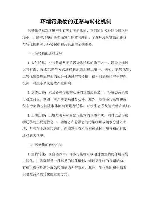 环境污染物的迁移与转化机制