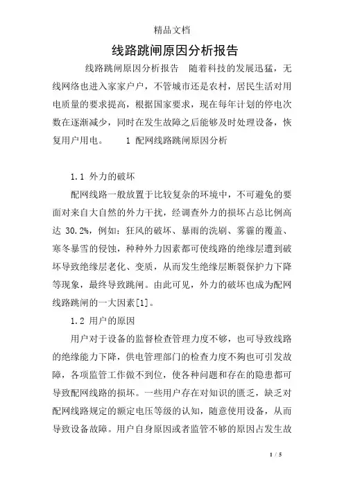 线路跳闸原因分析报告
