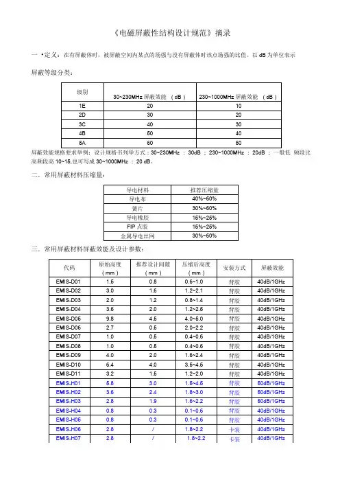 电磁屏蔽性结构设计规范