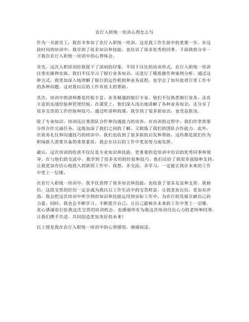 农行入职统一培训心得怎么写