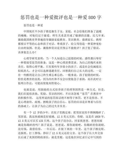 惩罚也是一种爱批评也是一种爱800字