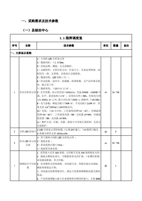 采购需求及技术参数