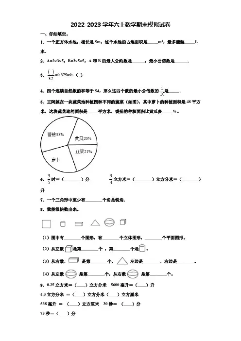 广东省茂名市小学2022年六年级数学第一学期期末复习检测试题含解析