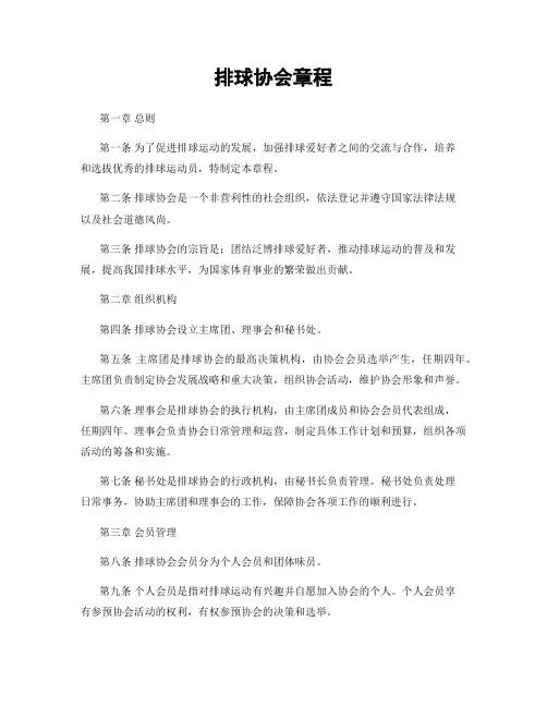 排球协会章程