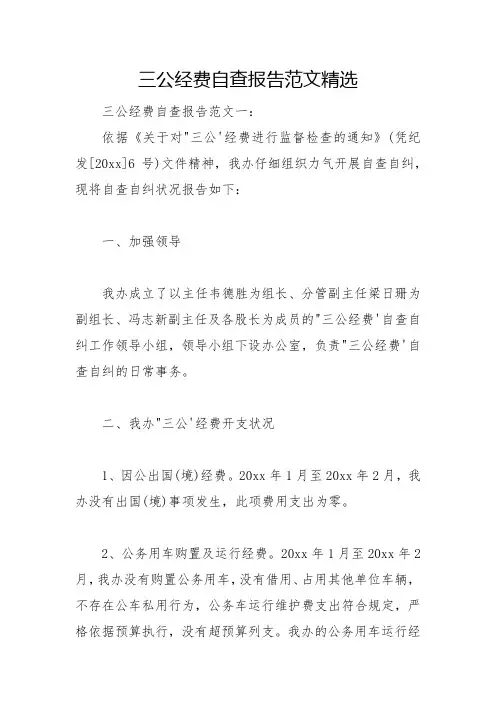 三公经费自查报告范文精选