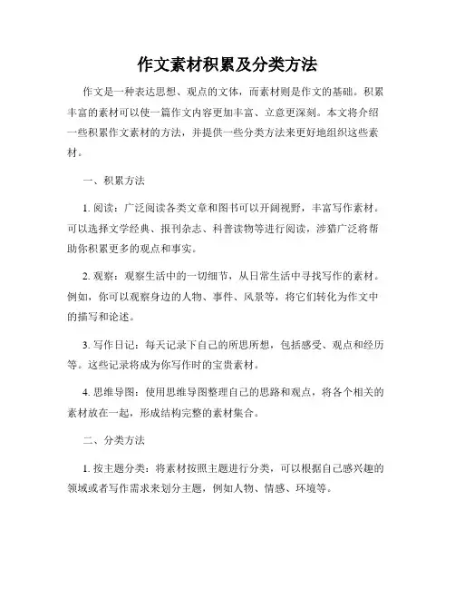 作文素材积累及分类方法