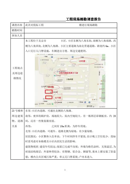 工程现场踏勘调查报告【范本模板】